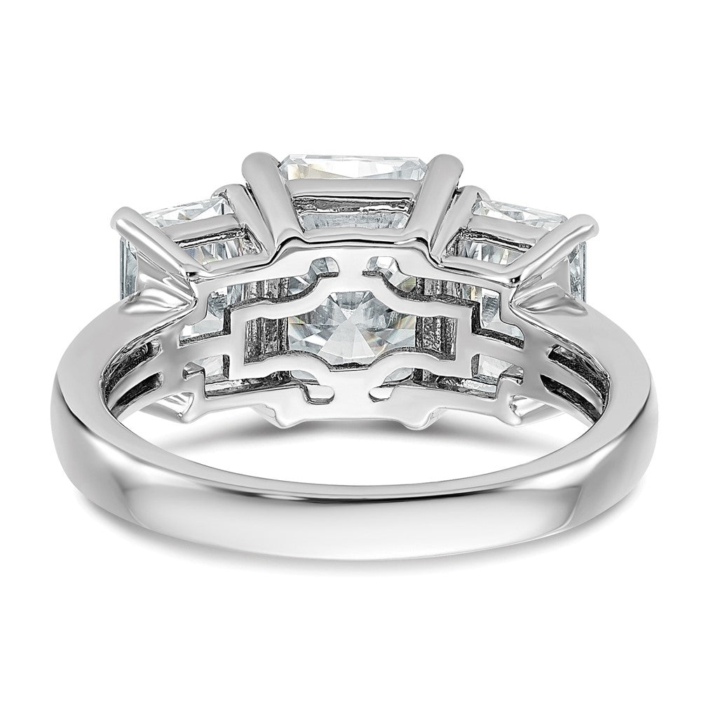 14kw 2 1/2ct Lab Grown Dia VS+ F+ 2ct Radiant Semi 3 Stone Eng Ring