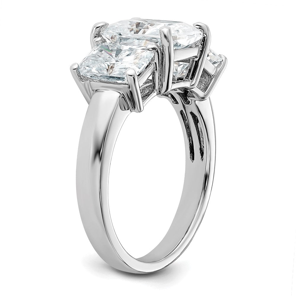 14kw 2 1/2ct Lab Grown Dia VS+ F+ 2ct Radiant Semi 3 Stone Eng Ring