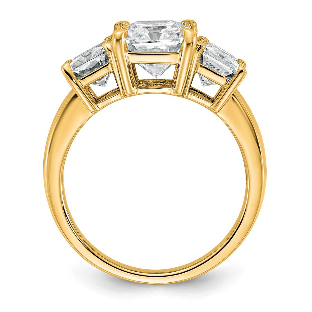 14k 4 1/2ct Cert Lab Grown Diamond VS+ F+ Radiant Comp 3 Stone Eng Ring