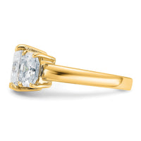 14k 4 1/2ct Lab Grown Diamond VS+ F+ Radiant Comp 3 Stone Eng Ring