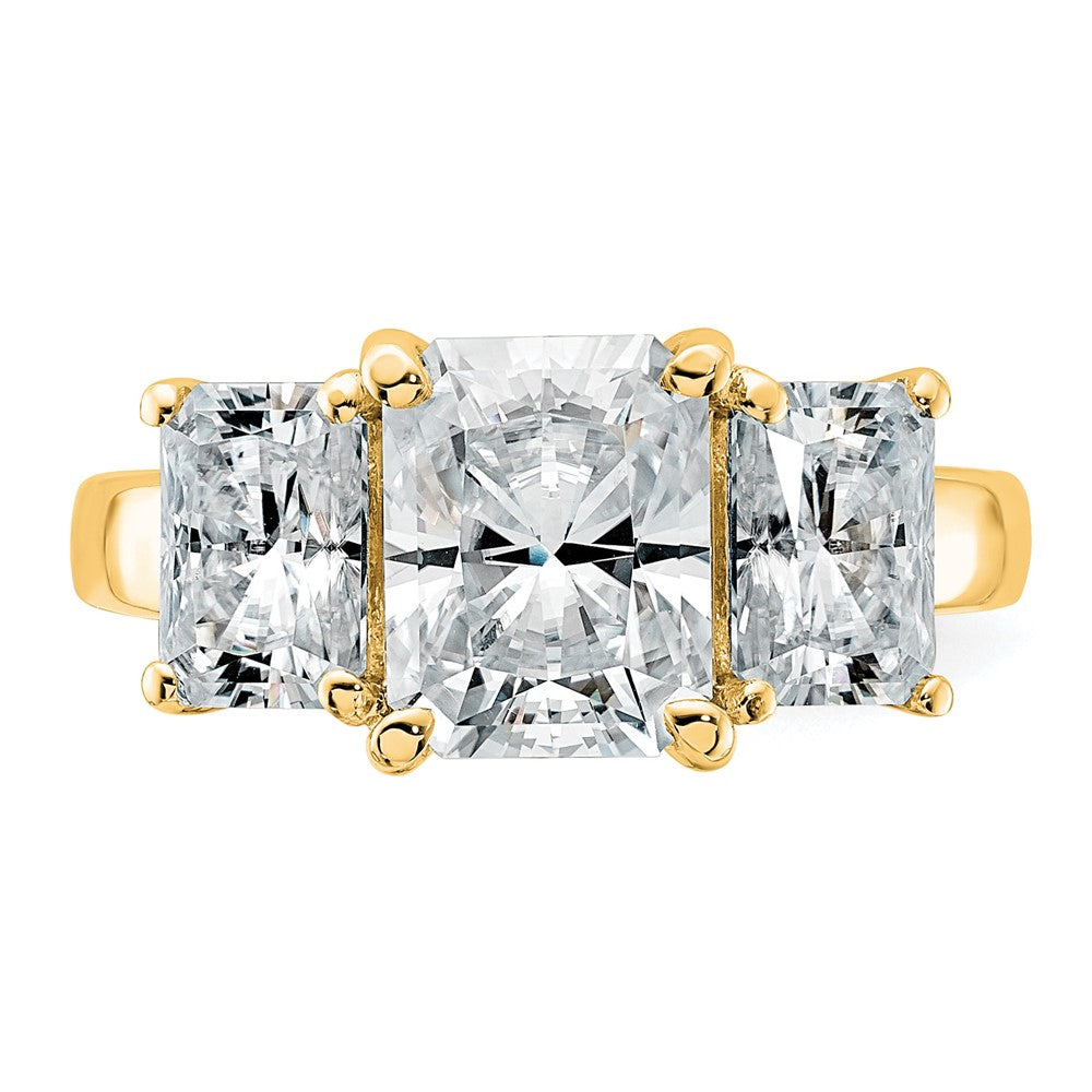 14k 4 1/2ct Cert Lab Grown Diamond VS+ F+ Radiant Comp 3 Stone Eng Ring