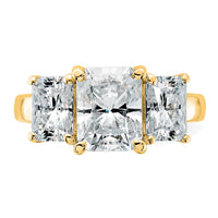 14k 4 1/2ct Cert Lab Grown Diamond VS+ F+ Radiant Comp 3 Stone Eng Ring
