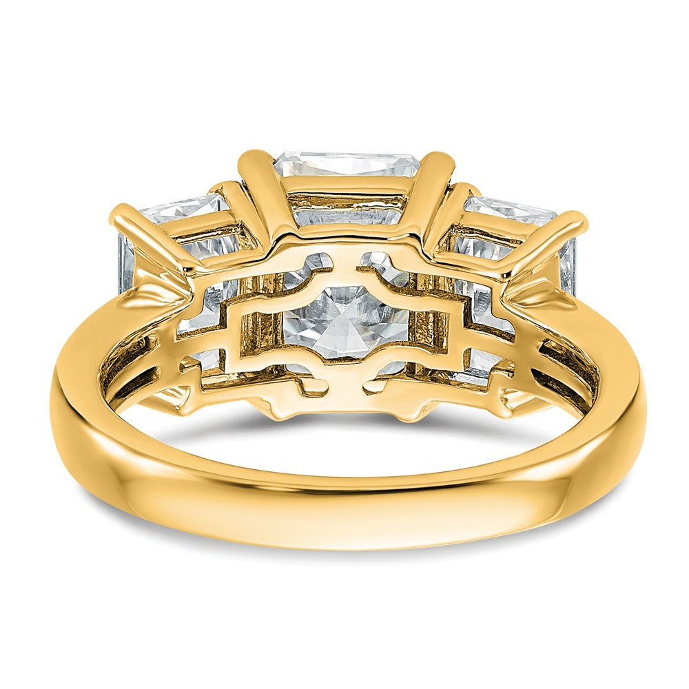 14k 4 1/2ct Cert Lab Grown Diamond VS+ F+ Radiant Comp 3 Stone Eng Ring