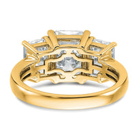 14k 4 1/2ct Lab Grown Diamond VS+ F+ Radiant Comp 3 Stone Eng Ring