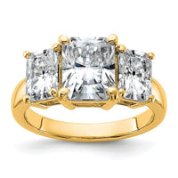 14k 4 1/2ct Cert Lab Grown Diamond VS+ F+ Radiant Comp 3 Stone Eng Ring