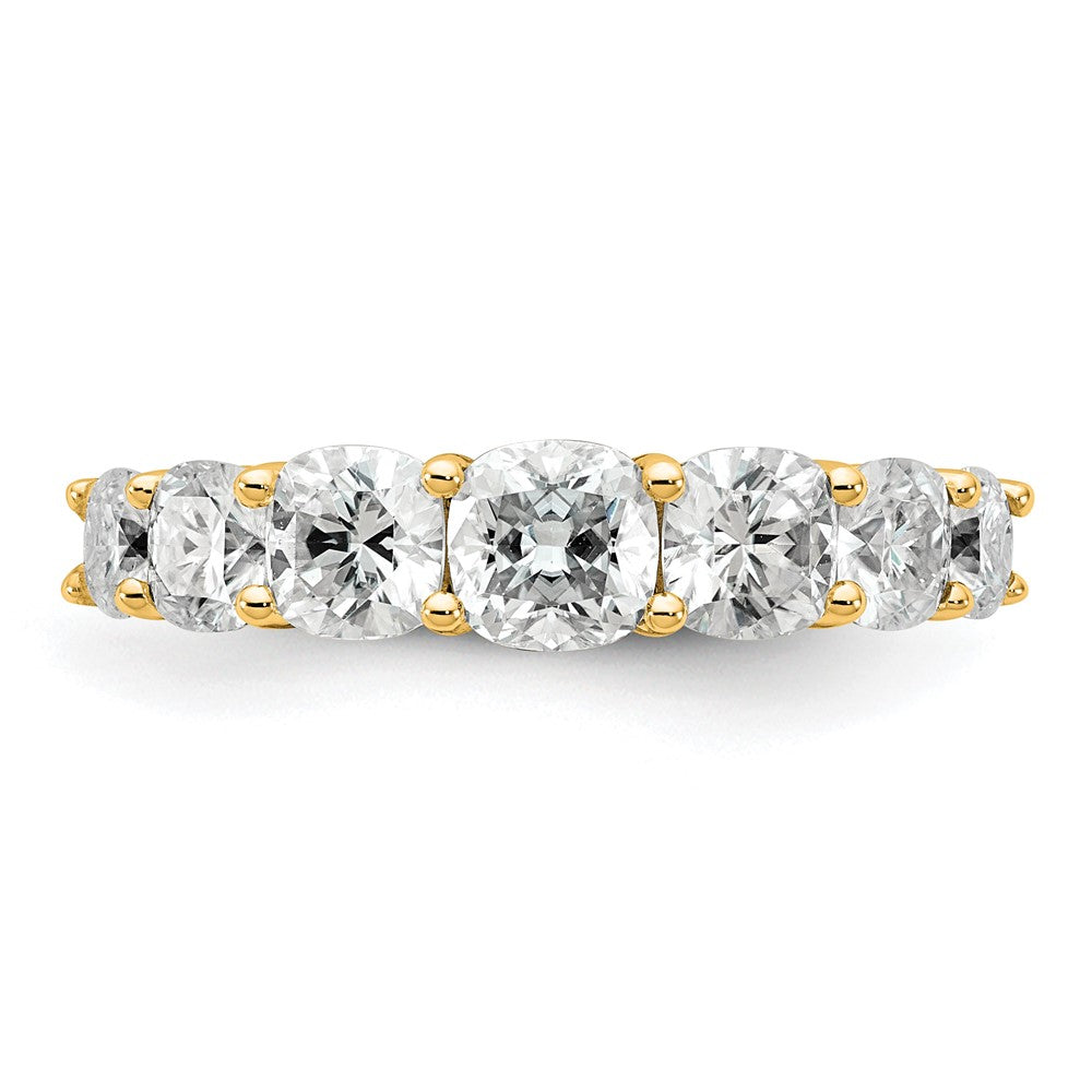 14k 3 1/3ct Lab Grown Diamond VS+ F+ Cushion Comp 7 Stone Band