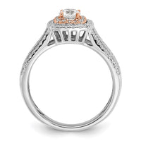 14k Two-tone 7/8 ct Lab Grown Dia VS/SI+ G+ Round Comp Halo Eng Ring