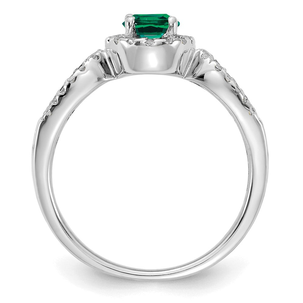 14kw 1/3 ct Lab Grown Diamond VS/SI+ G+ & Oval Cr Emerald Comp Ring
