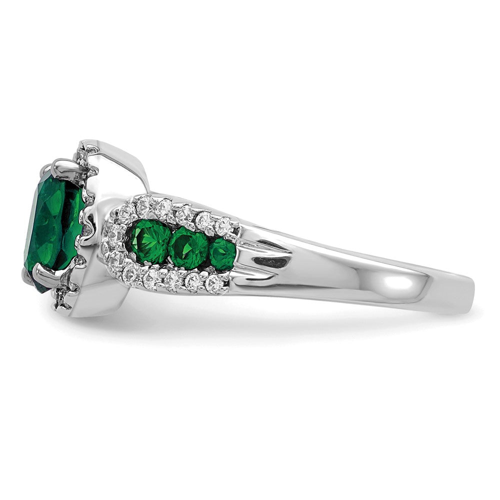 14kw 1/3 ct Lab Grown Diamond VS/SI+ G+ & Oval Cr Emerald Comp Ring