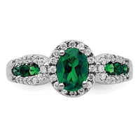14kw 1/3 ct Lab Grown Diamond VS/SI+ G+ & Oval Cr Emerald Comp Ring