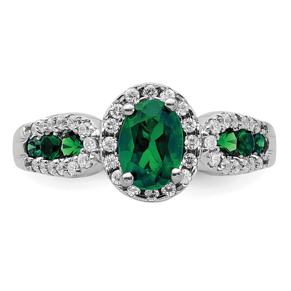 10kw 1/3 ct Lab Grown Diamond VS/SI+ G+ & Oval Cr Emerald Comp Ring