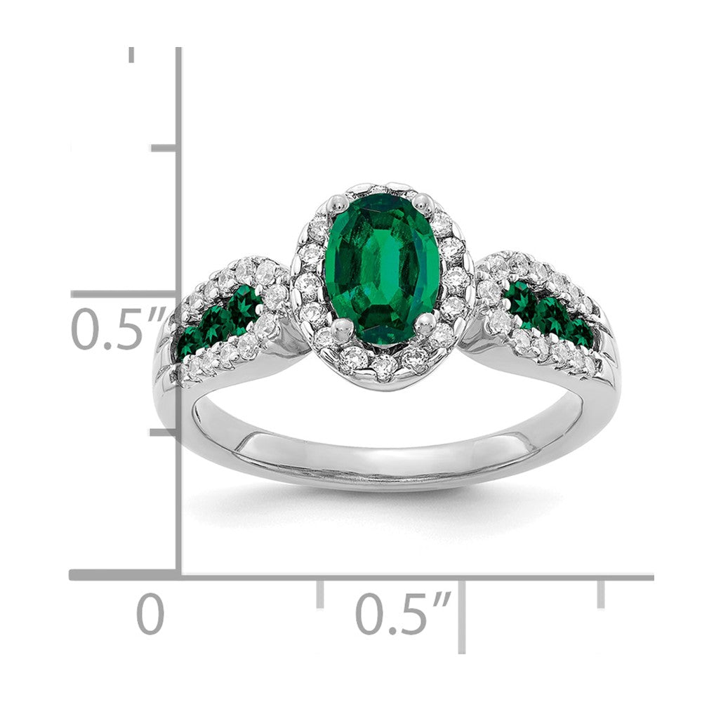 14kw 1/3 ct Lab Grown Diamond VS/SI+ G+ & Oval Cr Emerald Comp Ring