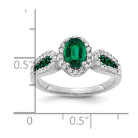 14kw 1/3 ct Lab Grown Diamond VS/SI+ G+ & Oval Cr Emerald Comp Ring