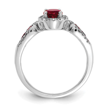 10kw 1/3 ct Lab Grown Dia VS/SI+ G+ & Oval Cr Ruby Ring