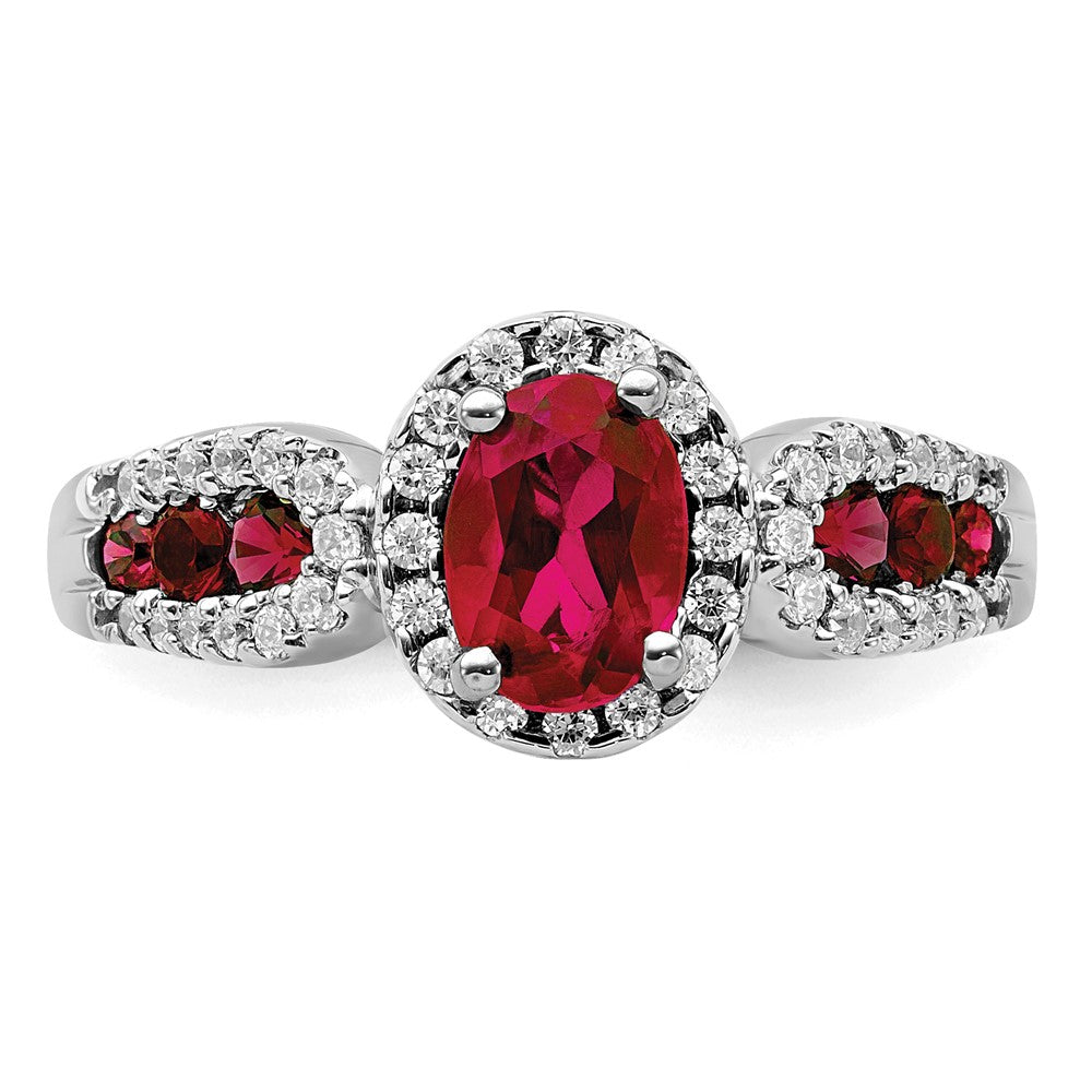 10kw 1/3 ct Lab Grown Dia VS/SI+ G+ & Oval Cr Ruby Ring