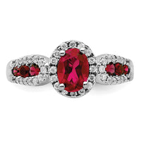 10kw 1/3 ct Lab Grown Dia VS/SI+ G+ & Oval Cr Ruby Ring