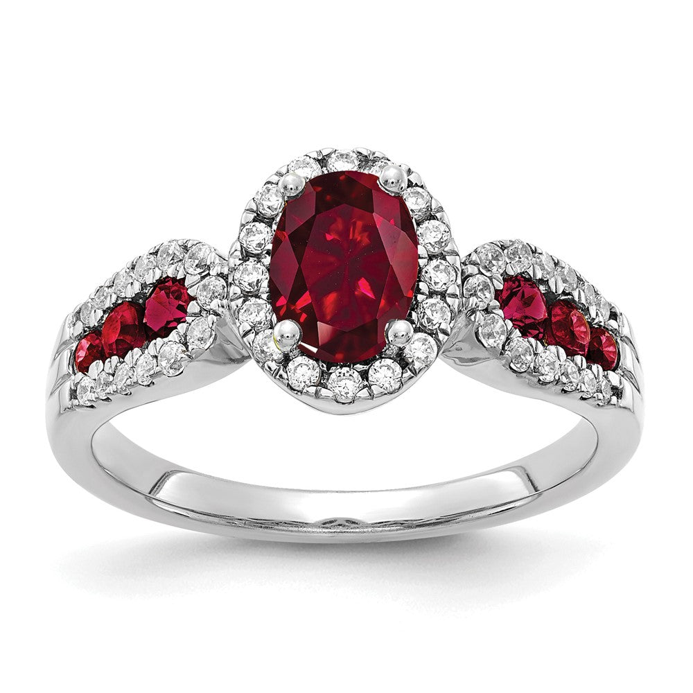 10kw 1/3 ct Lab Grown Dia VS/SI+ G+ & Oval Cr Ruby Ring