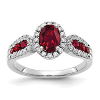 10kw 1/3 ct Lab Grown Dia VS/SI+ G+ & Oval Cr Ruby Ring