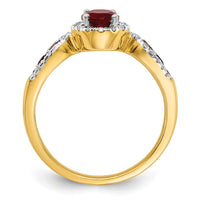 14k 1/3 ct Lab Grown Dia VS/SI+ G+ & Oval Cr Ruby Comp Ring