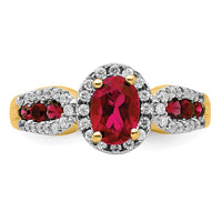 14k 1/3 ct Lab Grown Dia VS/SI+ G+ & Oval Cr Ruby Comp Ring