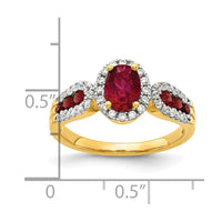 14k 1/3 ct Lab Grown Dia VS/SI+ G+ & Oval Cr Ruby Comp Ring