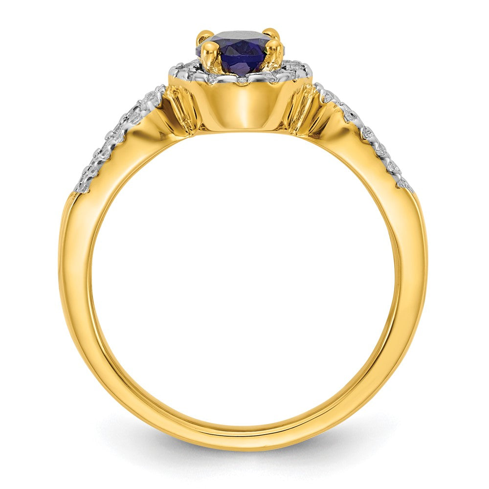 14k 1/3 ct Lab Grown Dia VS/SI+ G+ & Oval Cr Sapphire Comp Ring