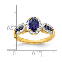 14k 1/3 ct Lab Grown Dia VS/SI+ G+ & Oval Cr Sapphire Comp Ring