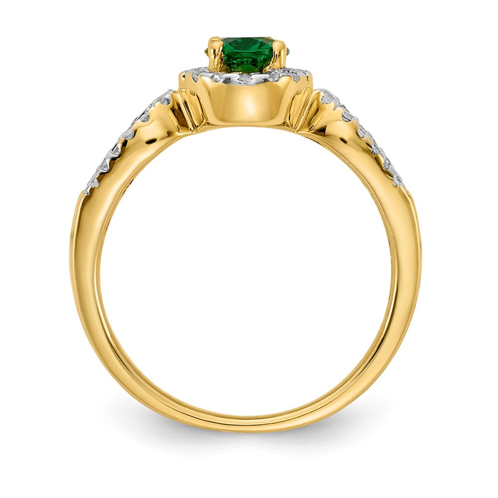 14k 1/3 ct Lab Grown Diamond VS/SI+ G+ & Oval Cr Emerald Comp Ring