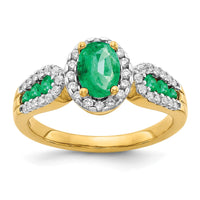 14k 1/3 ct Lab Grown Diamond VS/SI+ G+ & Oval Cr Emerald Comp Ring