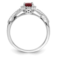 14kw 1/5 ct Lab Grown Dia VS/SI+ G+ & Cr Ruby Oval Comp Halo Ring