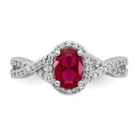 14kw 1/5 ct Lab Grown Dia VS/SI+ G+ & Cr Ruby Oval Comp Halo Ring