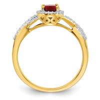 14k 1/5 ct Lab Grown Dia VS/SI+ G+ & Created Ruby Oval Comp Halo Ring