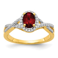 14k 1/5 ct Lab Grown Dia VS/SI+ G+ & Created Ruby Oval Comp Halo Ring