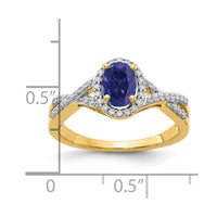 14k 1/5 ct Lab Grown Dia VS/SI+ G+ & Cr Blue Sapphire Oval Comp Halo Ring