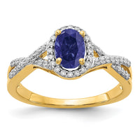14k 1/5 ct Lab Grown Dia VS/SI+ G+ & Cr Blue Sapphire Oval Comp Halo Ring