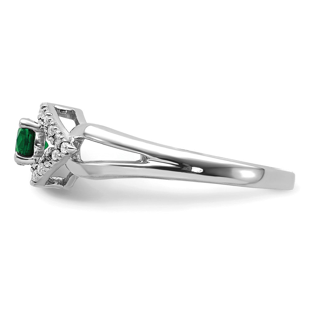 14kw 1/10 ct Lab Grown Diamond VS/SI+ G+ & Cr Emerald Comp Ring