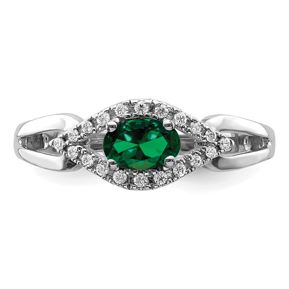 14kw 1/10 ct Lab Grown Diamond VS/SI+ G+ & Cr Emerald Comp Ring