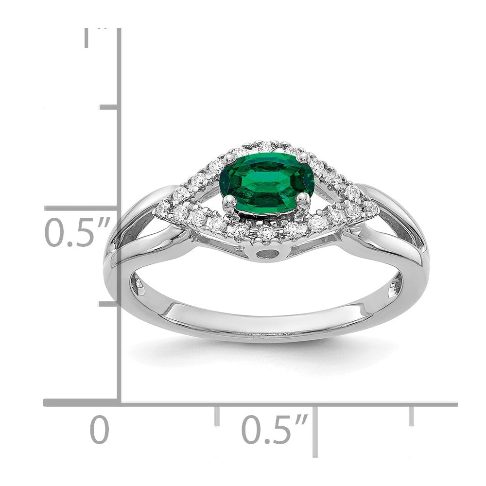 14kw 1/10 ct Lab Grown Diamond VS/SI+ G+ & Cr Emerald Comp Ring