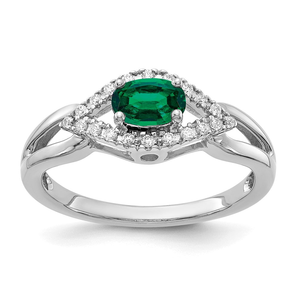 14kw 1/10 ct Lab Grown Diamond VS/SI+ G+ & Cr Emerald Comp Ring