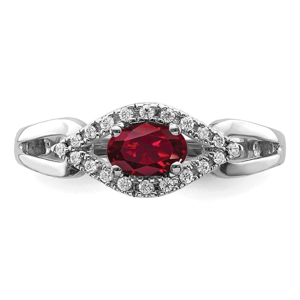 14kw 1/10 ct Lab Grown Dia VS/SI+ G+ & Cr Ruby Comp Ring