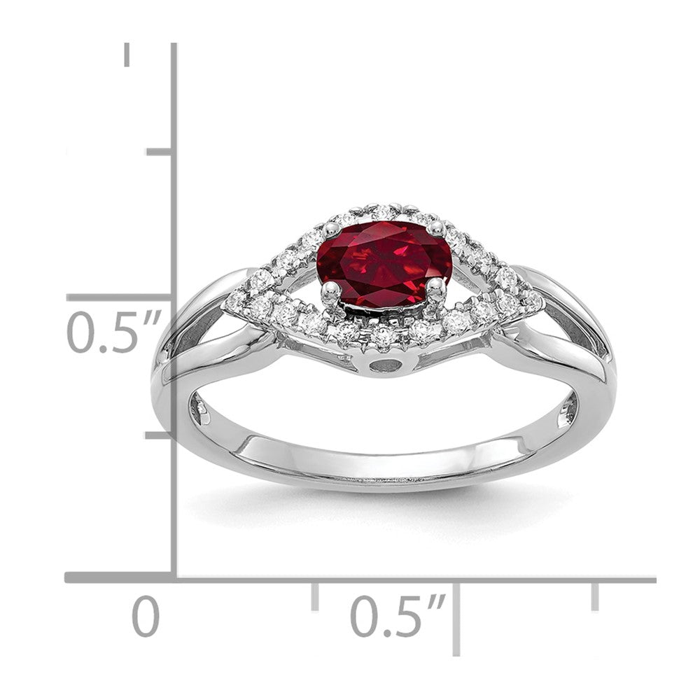 14kw 1/10 ct Lab Grown Dia VS/SI+ G+ & Cr Ruby Comp Ring