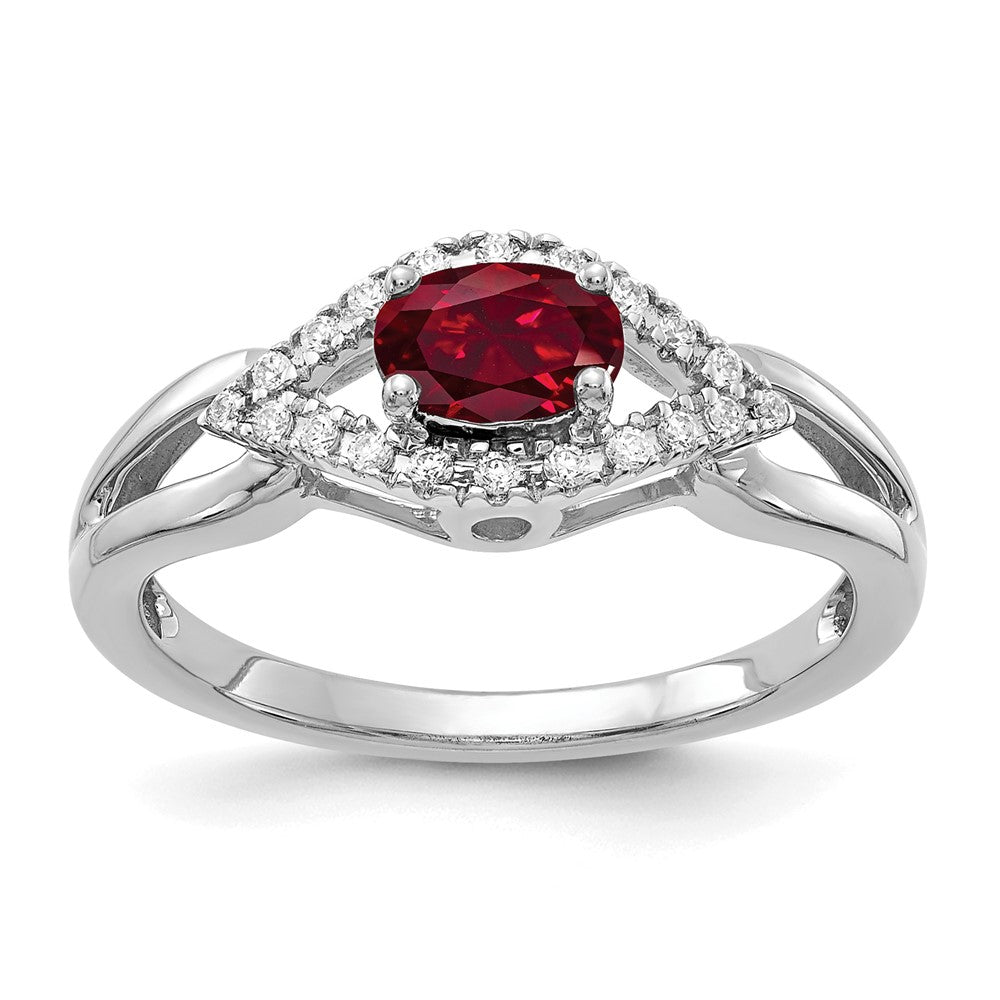 14kw 1/10 ct Lab Grown Dia VS/SI+ G+ & Cr Ruby Comp Ring
