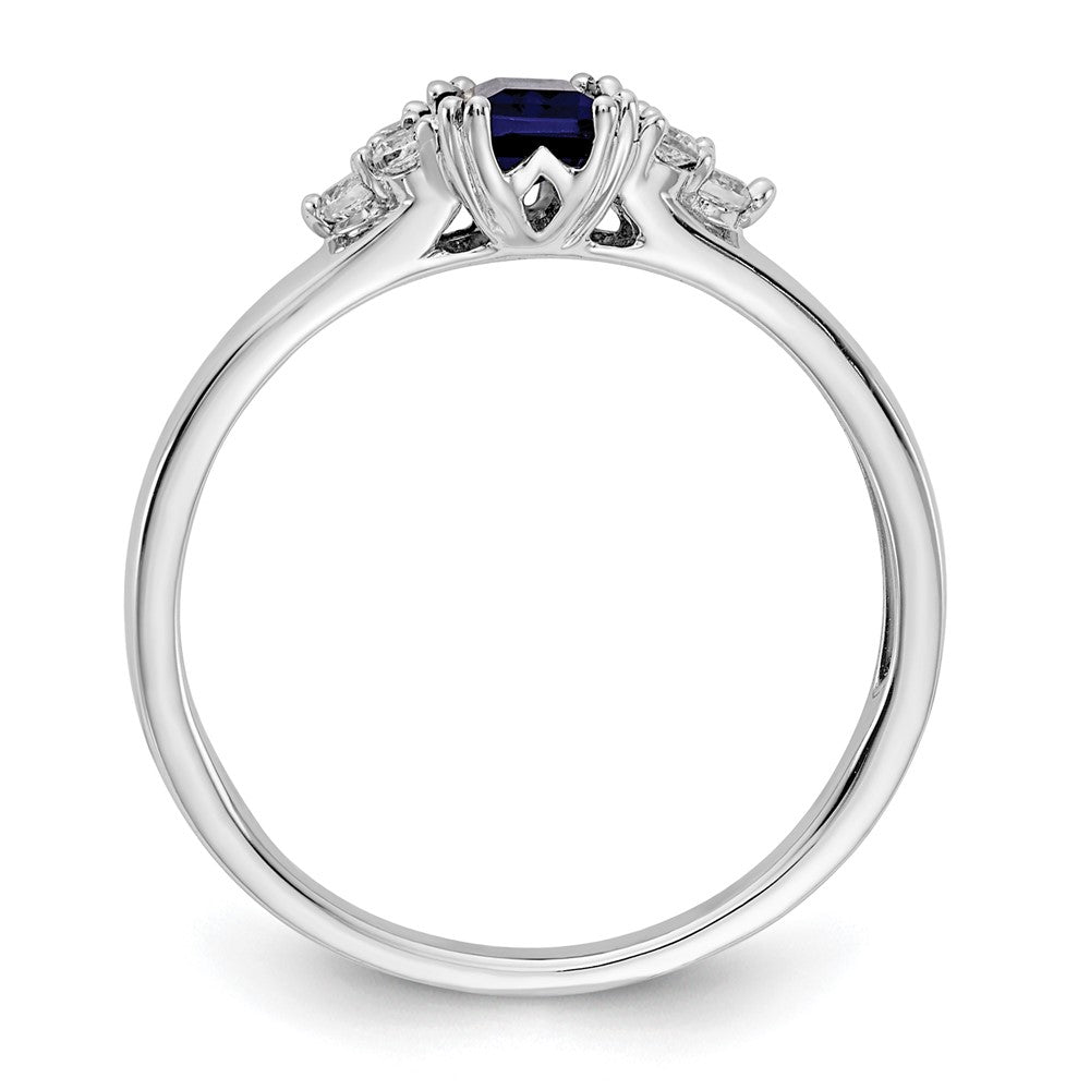 14kw 1/6 ct Lab Grown Dia VS/SI+ G+ & Cr Blue Sapphire Comp Ring