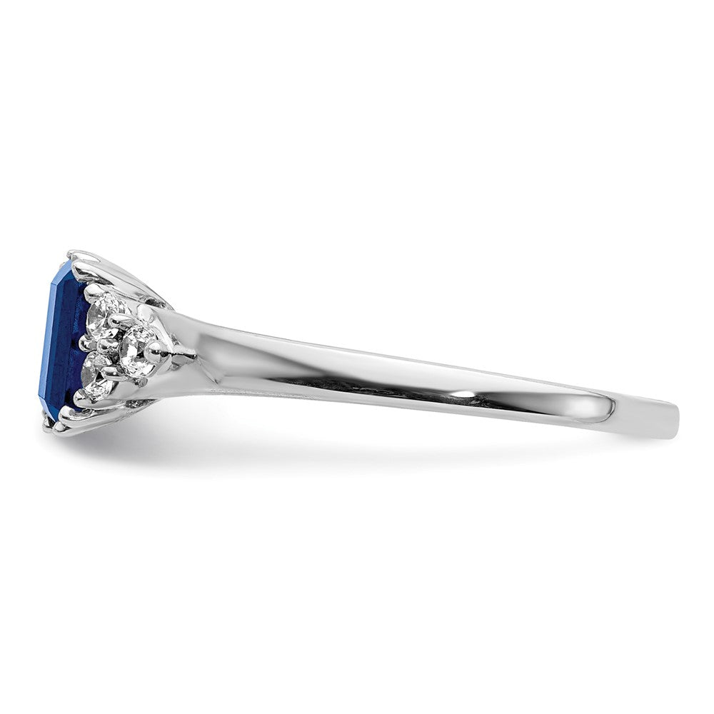 14kw 1/6 ct Lab Grown Dia VS/SI+ G+ & Cr Blue Sapphire Comp Ring
