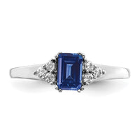 14kw 1/6 ct Lab Grown Dia VS/SI+ G+ & Cr Blue Sapphire Comp Ring
