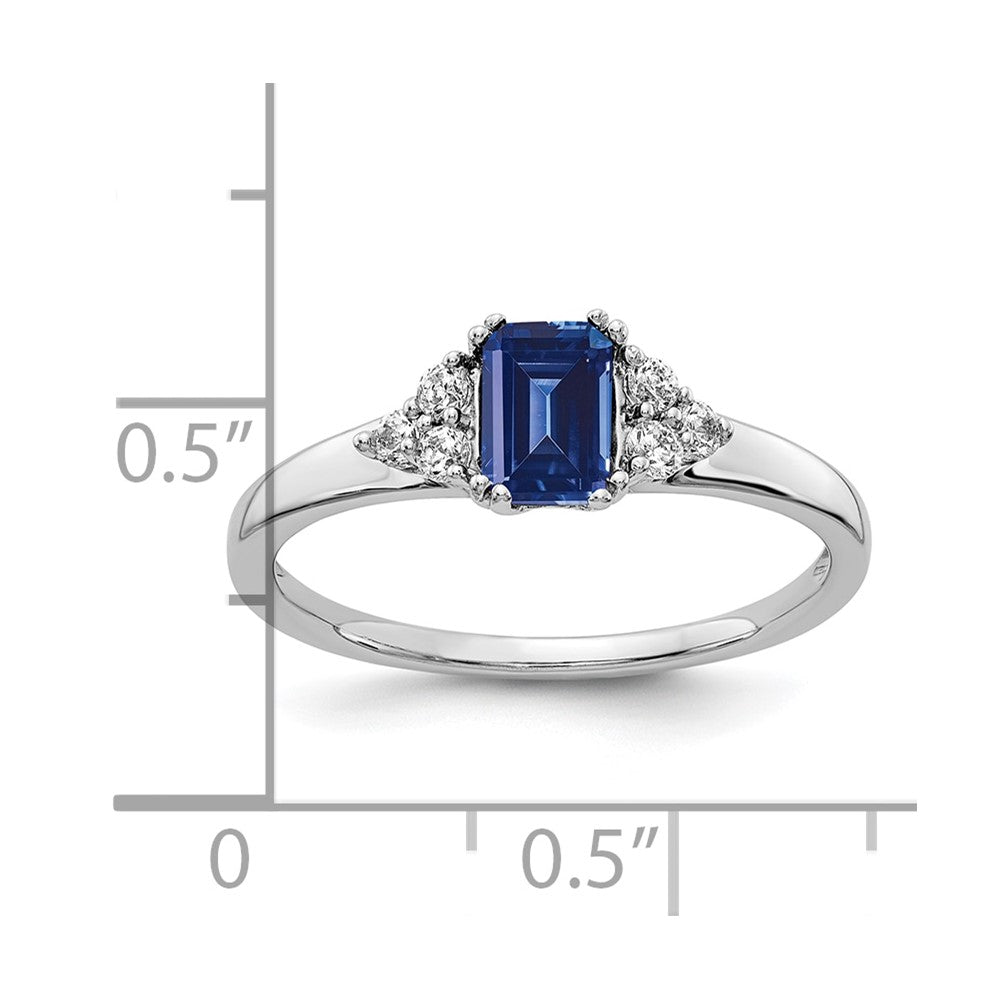14kw 1/6 ct Lab Grown Dia VS/SI+ G+ & Cr Blue Sapphire Comp Ring