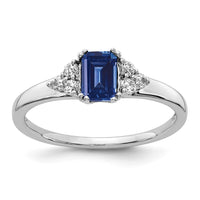 14kw 1/6 ct Lab Grown Dia VS/SI+ G+ & Cr Blue Sapphire Comp Ring