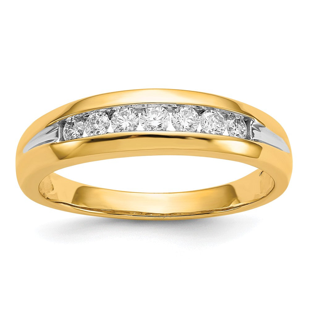 14k w/ White RH 1/3 ct Lab Grown Dia VS/SI+ G+ 7 Stone Complete Men's Ring