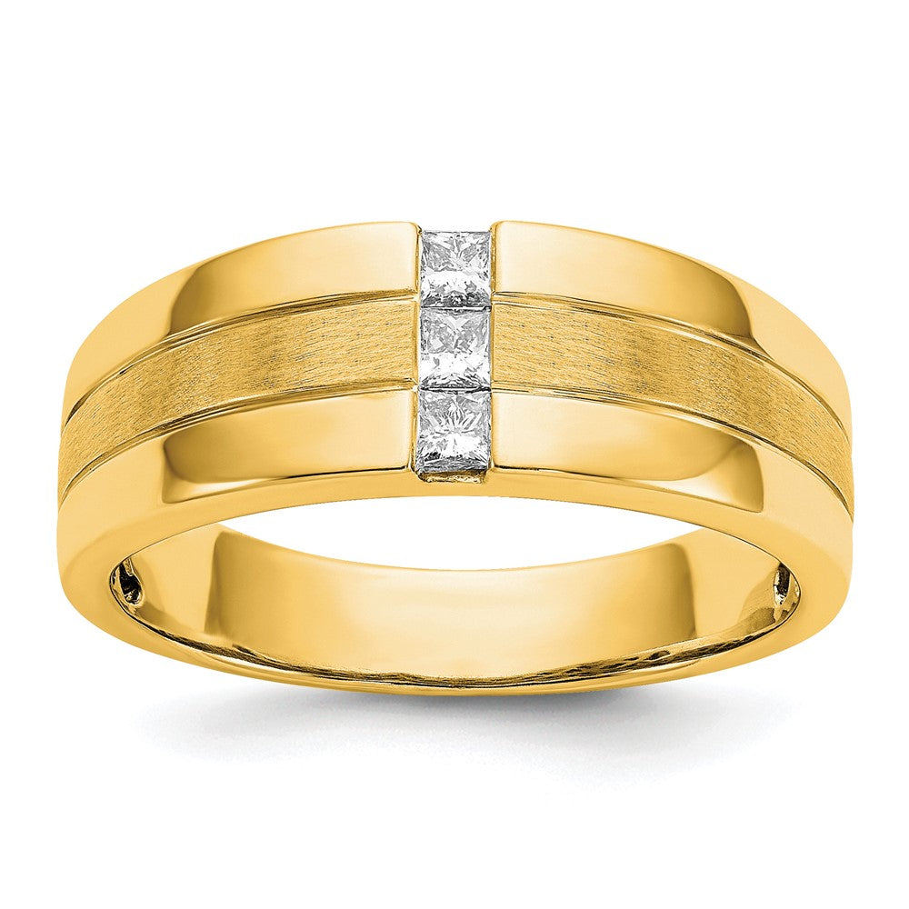 14k 1/4 ct Lab Grown Diamond VS/SI+ G+ Complete Polished/Satin Men's Ring