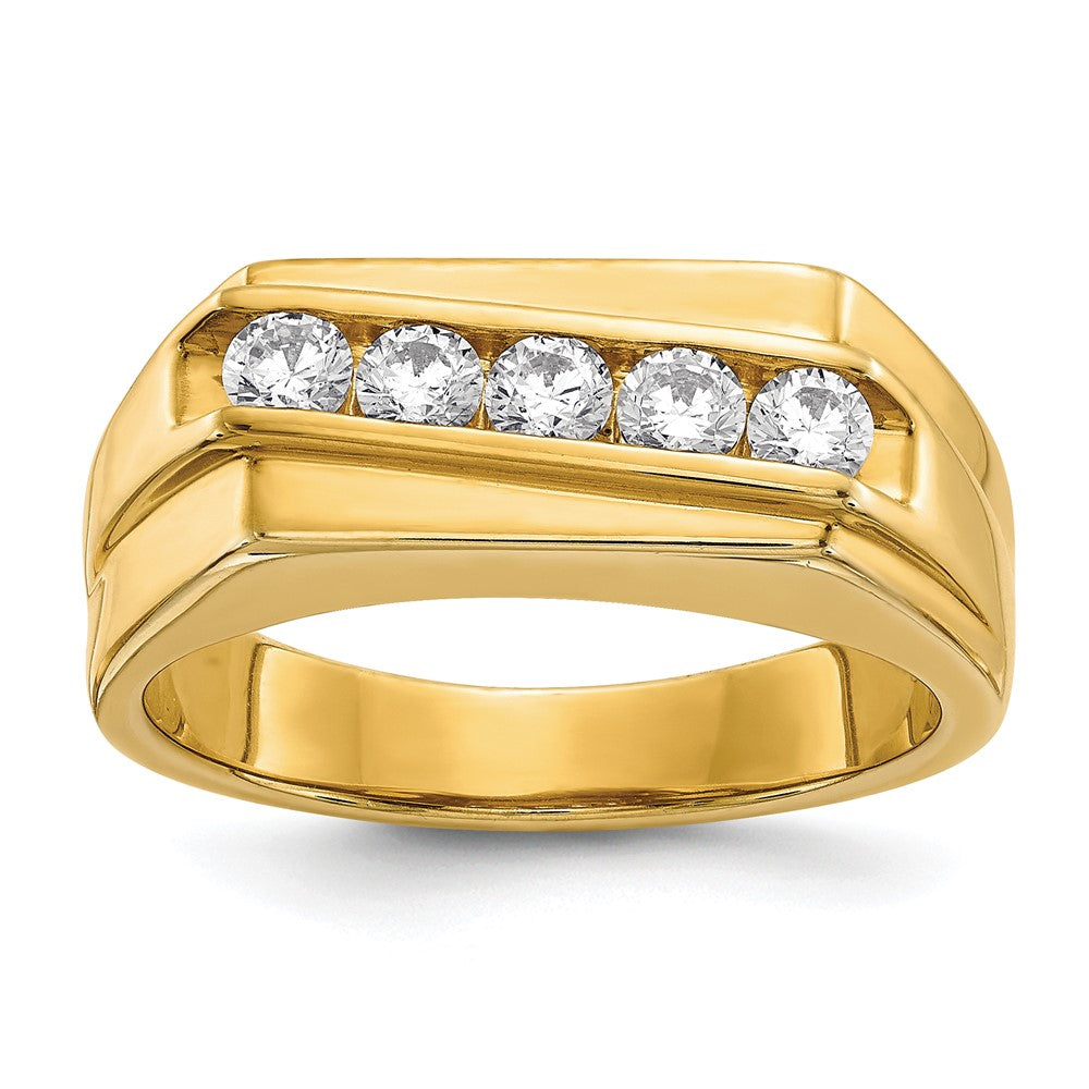 14k 1/2 ct Lab Grown Dia VS/SI+ G+ 5 Stone Complete Men's Ring